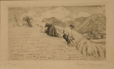 André JACQUES (1880-1960). Les moissons en montagn