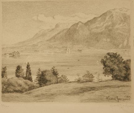 André JACQUES (1880-1960). Le lac d'Annecy, 1949
E