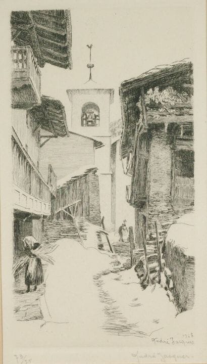 André JACQUES (1880-1960). Ruelle à Sainte Foy, 19