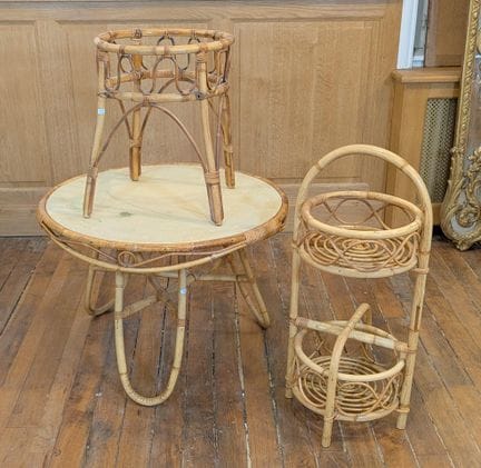 Set di mobili in vimini di rattan, intorno al 1960