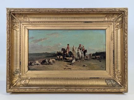 威廉·怀尔德（William WYLD，1805-1889）（？）一幅描绘牧歌场景的画作，画面中有羊