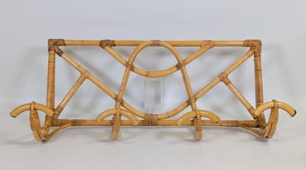 Appendiabiti da parete con (x4) ganci in rattan, 1