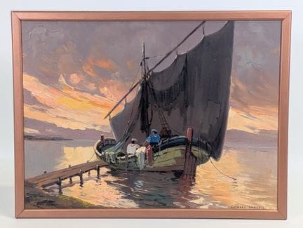 Raphaël LUDOVIC (XXe) "coucher de soleil" hst, sbd