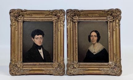 19th-century school, a pair of oil-on-canvas paint