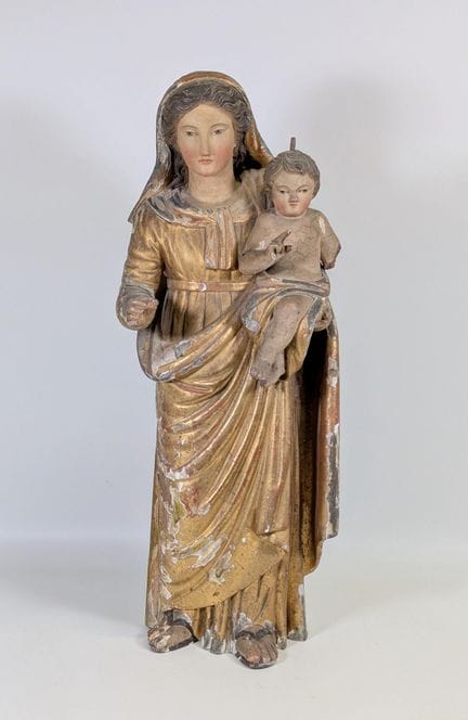 Scultura in legno dorato e policromo, raffigurante