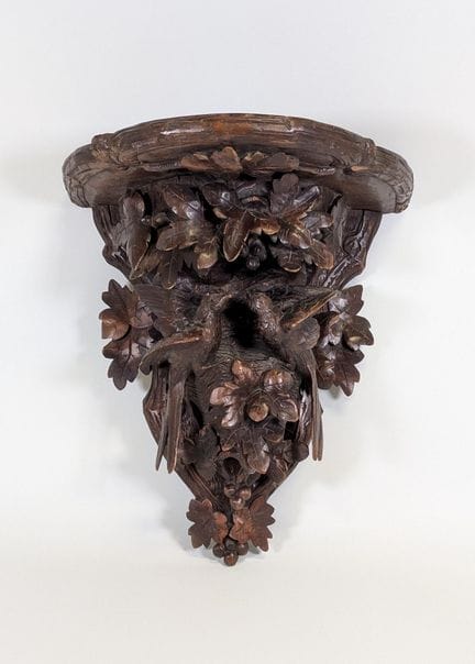 Importante consolle da parete in legno naturale in