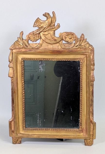 Specchio rettangolare in legno e stucco dorato, co