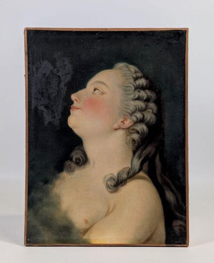 Ecole Française du XVIIIe (?) huile sur toile maro