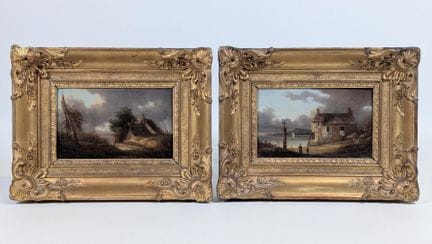 Ecole du XIXe, paire d'huiles sur panneaux figuran