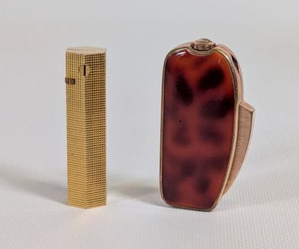 CELINE, gold-plated (?) octagonal lighter with a r