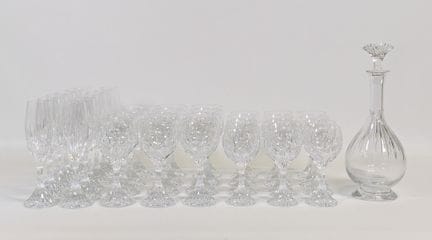 BACCARAT，“Masséna”系列切割水晶餐具套装，包含：（12只）水杯 + （12只）红酒杯