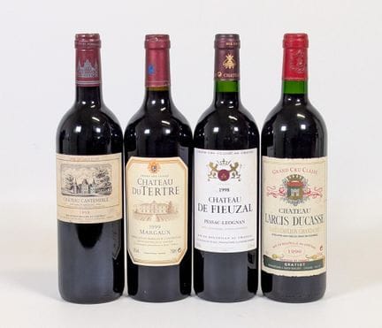 波尔多红葡萄酒，4瓶套装，包含：1瓶菲厄扎尔酒庄（Château de FIEUZAL）佩萨克-莱奥