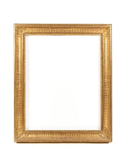 Holzrahmen mit Goldvergoldung, verziert mit einem 