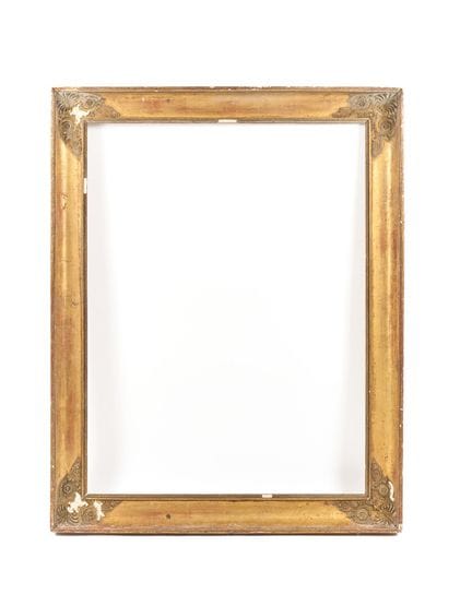 Holzrahmen mit Goldputz, hohlprofiliert, an den Ec