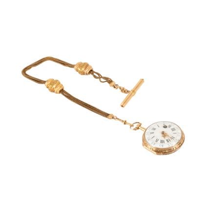 Herren-Taschenuhr aus Gold, inklusive Goldkette un
