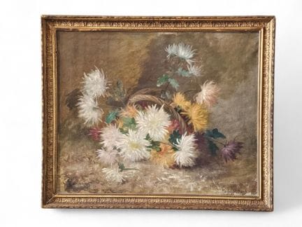 玛尔特·伊丽莎白·巴尔博-科赫（1862-1928）
《羽状花瓣的菊花静物》
布面油画
右下角有签名