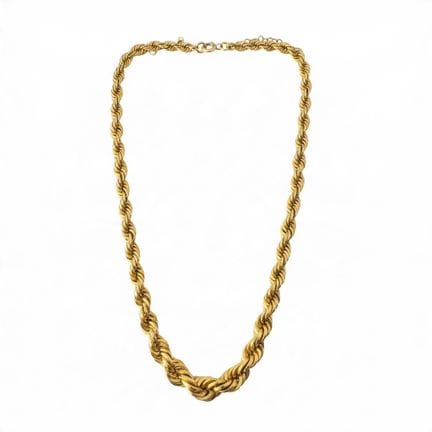 750° yellow gold twisted necklace with safety clas
