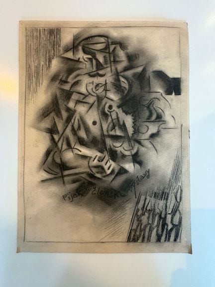 现代波兰画派
无题
炭笔画，纸本，裱于硬纸板上
签名融入画面中
尺寸：31 x 41 厘米
待专家鉴