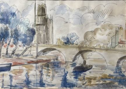 吉内特·西尼亚克（1913-1980）
巴黎塞纳河与圣母院
水彩画
右下角签名
画心尺寸：27 x 