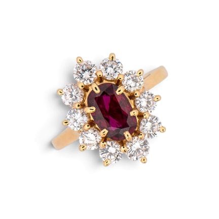 WORK French 20th century
750° yellow gold daisy ri