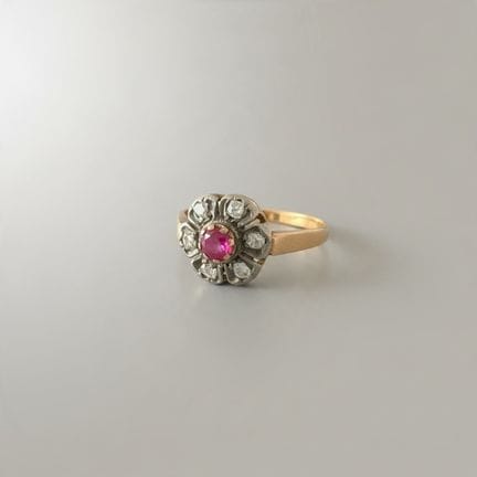 RING made of 750° gold and 925° silver, set with r