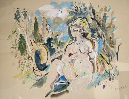 路德维希·克利梅克（1912-1992）
《镜前的女性裸体》
纸本综合材料
右下角签名
画心尺寸：4