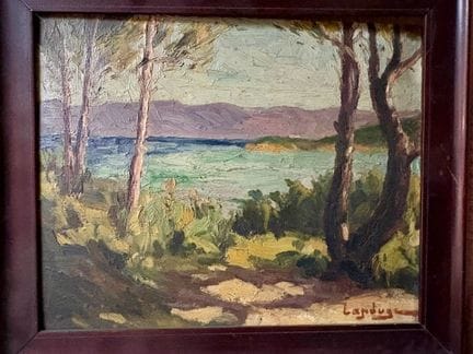 1900年左右的法国画派
地中海风景
油画，画于硬纸板上，右下角有签名
19 x 23.5 厘米