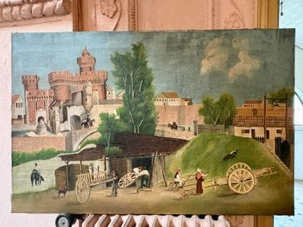 19世纪法国画派
从左岸眺望卡斯蒂耶
布面油画
72 x 111 厘米
（有污渍和开裂）
