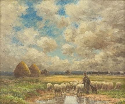 Paul CHAIGNEAU (1879-1938) 
Paysage aux meules et 