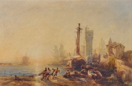 Félix ZIEM (1821-1911) 
Vue d'un port en activité 