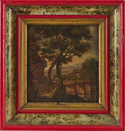 École flamande, vers 1700 
Paysage au petit pont 
