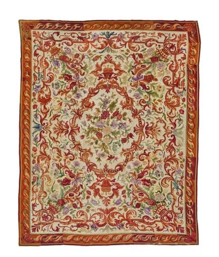 Tapis sur canevas au point de Saint-Cyr. 
XIXe siè
