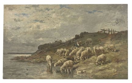 Charles JACQUE (1813-1894) 
Bergère et son troupea