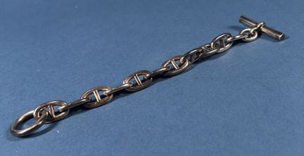 HERMÈS 
Silver (925) anchor chain bracelet with el