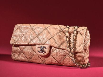 CHANEL 
Timeless reptile-print bag with beige zigz