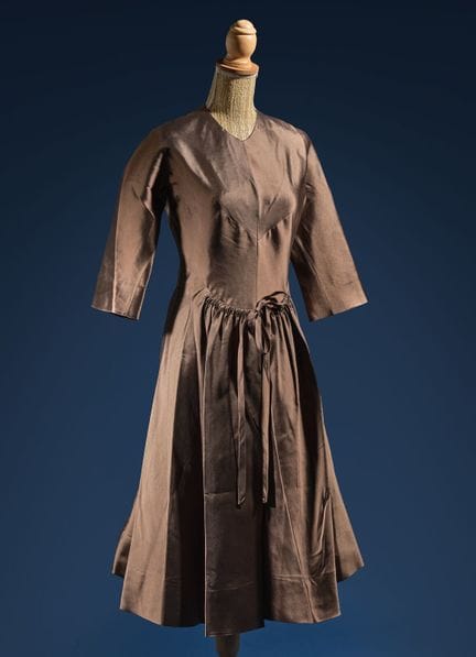 JACQUES GRIFFE Haute Couture 
Glacé brown satin dr