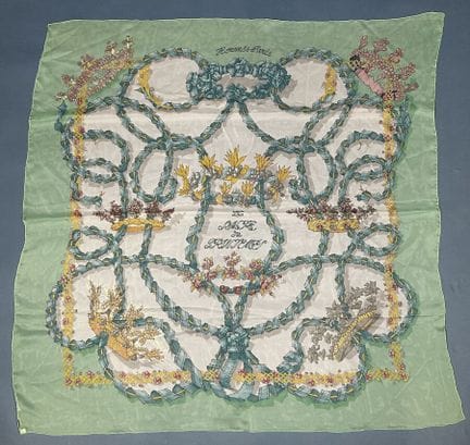 HERMÈS Paris 
Printed silk chiffon carré titled "L