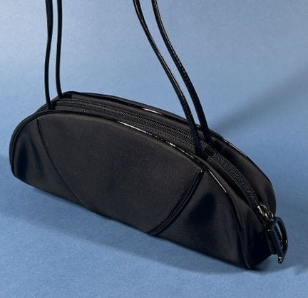 CHRISTIAN DIOR 
Half-moon evening bag in black nyl