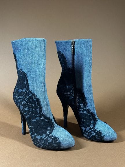 DOLCE GABBANA 
Pair of blue denim ankle boots cove