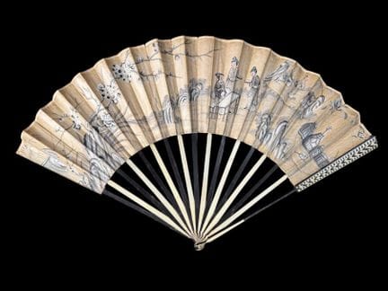Chinoiseries, Europe, vers 1780 
Éventail plié, la