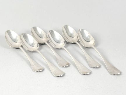 Set di sei cucchiai in argento (925 millesimi), mo