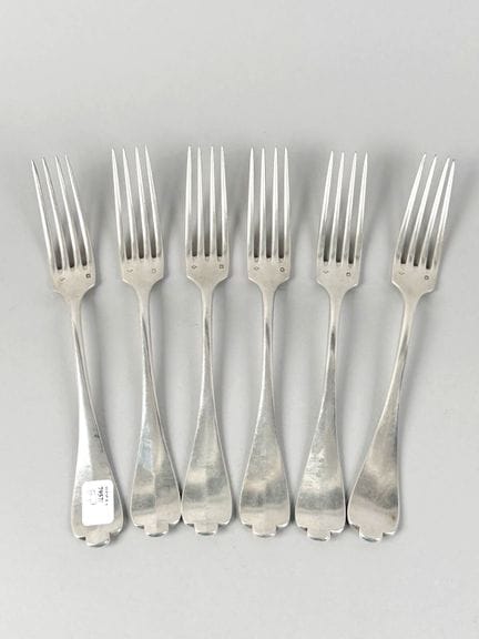 Sei forchette in argento (925 millesimi), modello 