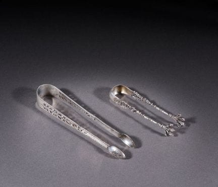 Coppia di pinze da zucchero in argento (950 e 800 