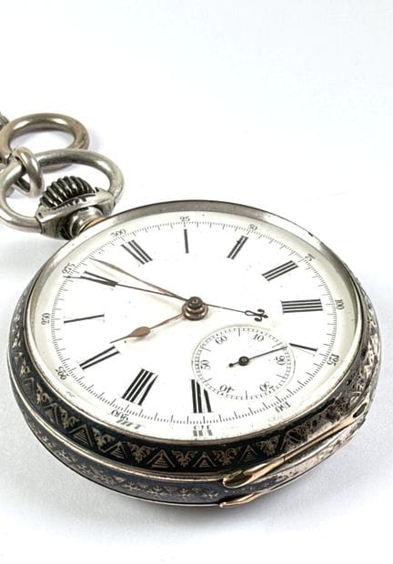 Orologio da tasca cronografo in argento (875 mille