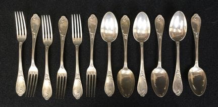Suite de 6 grands couverts en argent 925/1000e poi