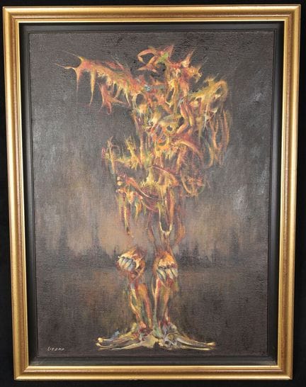 曼努埃尔·利萨诺（20世纪）。
奇幻人物。
布面油画，左下角有签名（签名处略有凹陷和轻微磨损）。
7
