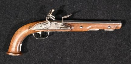 Elegant, large and unusual combat flintlock pistol