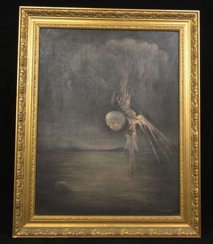 曼努埃尔·利萨诺（20世纪）。
《面容显现》。
布面油画，右下角签名，背面有反签名并标注日期1981