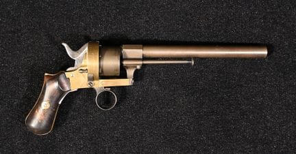 Interesting 7 mm pinfire revolver. Long, bronzed b