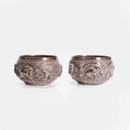 Deux bols en argent birmans (Myanmar), fin du XIXe